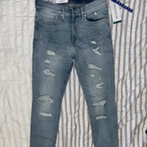 H&M Men's Skinny Ripped Light Blue Jeans, Size W30 / L32, Stretch